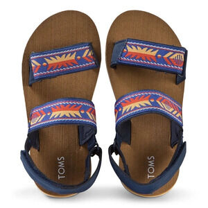 TOMS Navy Ray Patterned Velcro Sandals size US 1